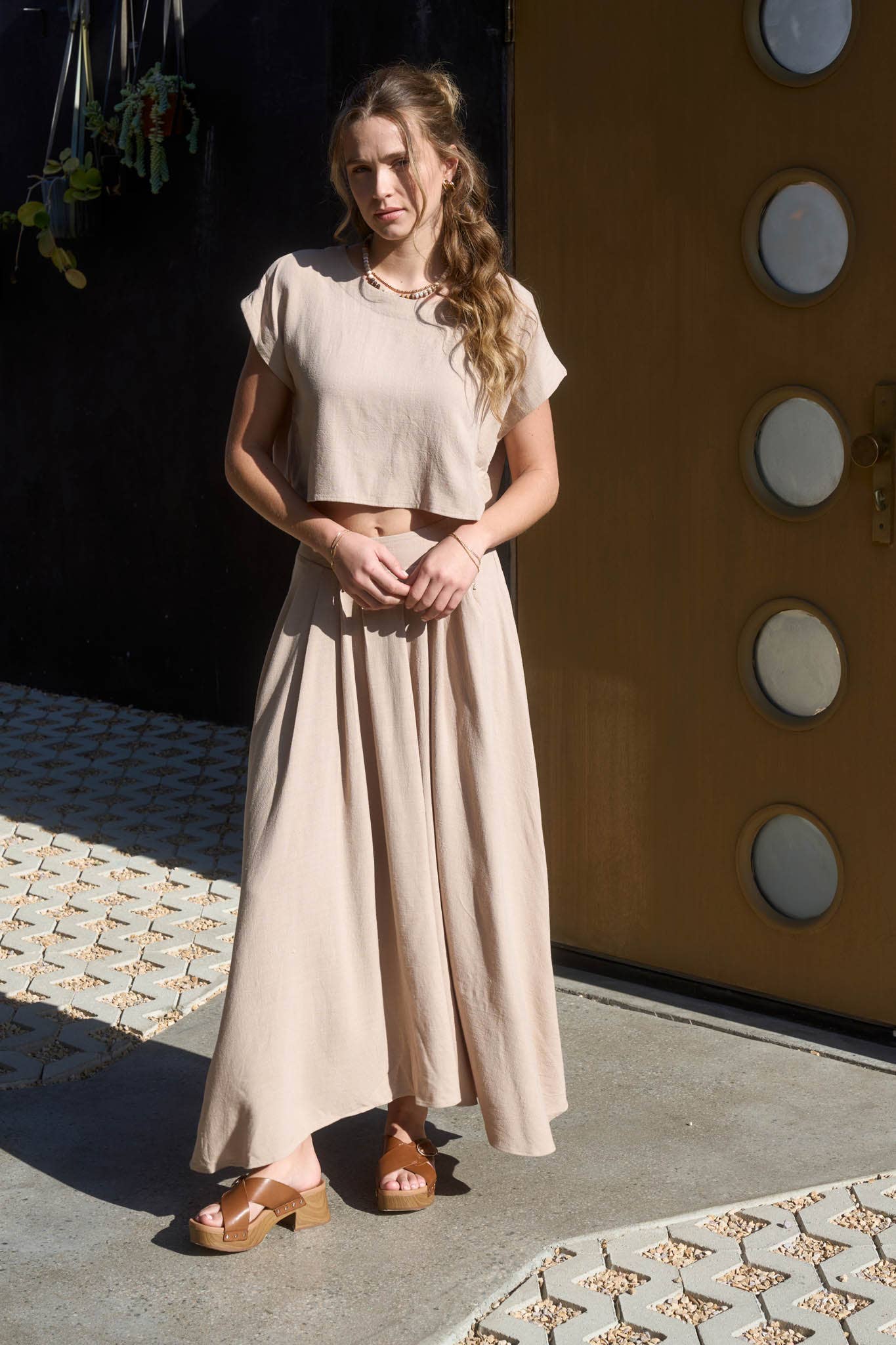 Sienna Sands Cropped Linen Top
