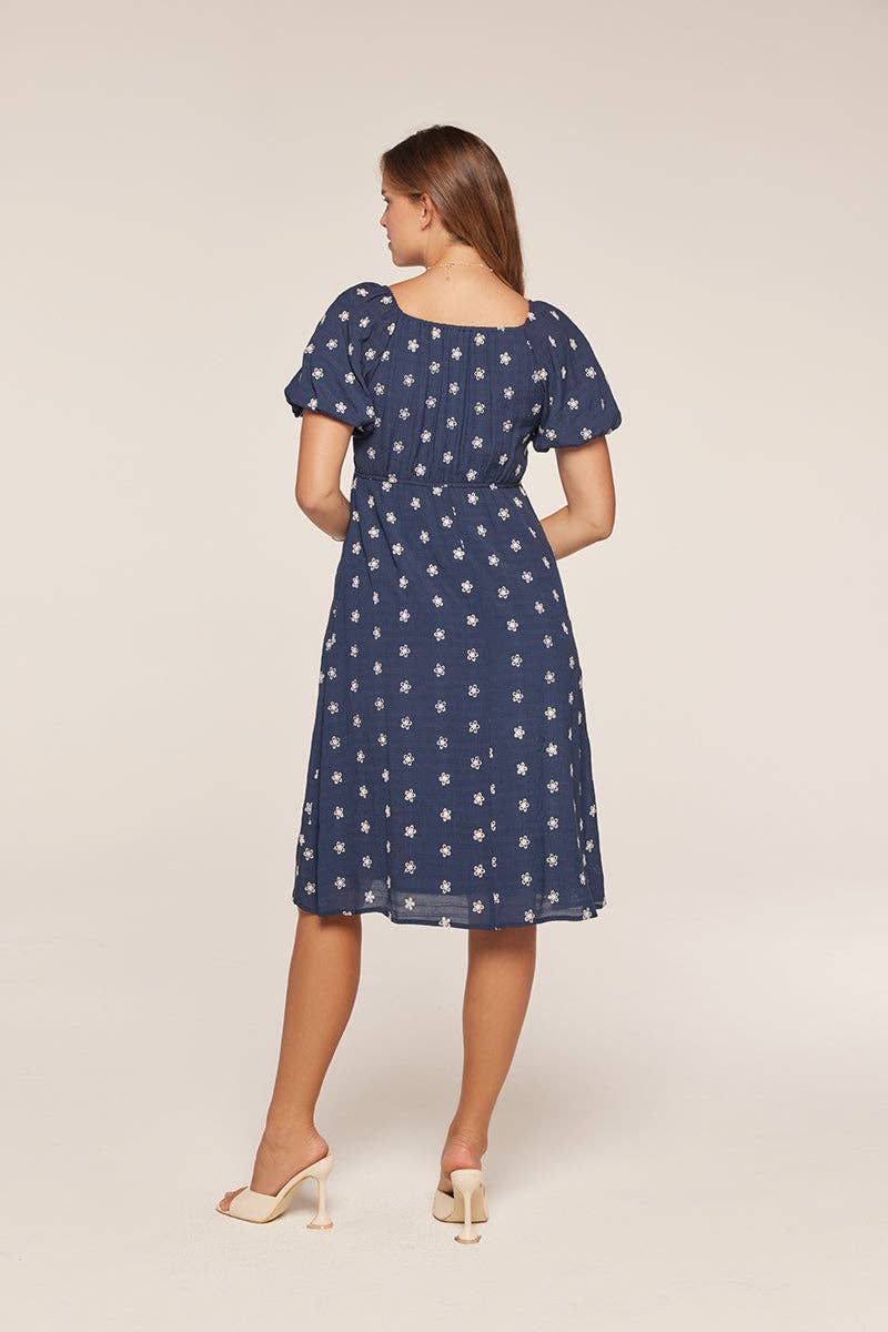 Embroidered Square Neck Dress