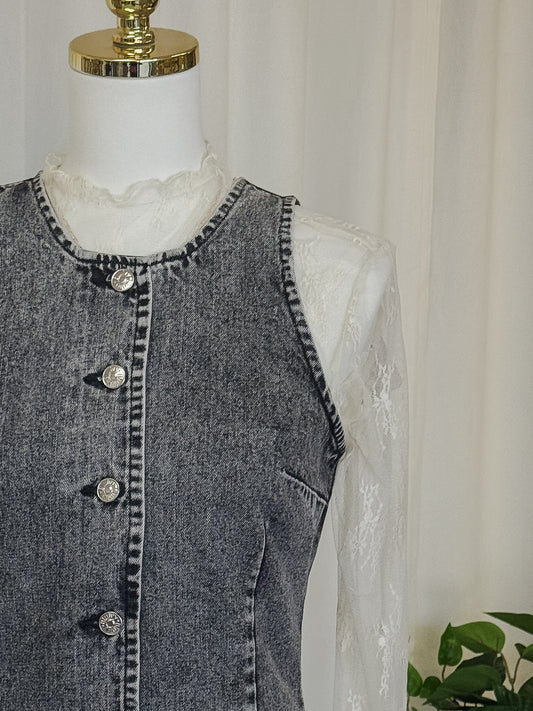 Long Sleeve Floral Lace Top Taupe