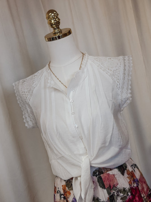 The Eliza Lace Shoulder Blouse