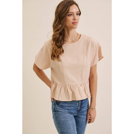 Sandy Stripe Peplum Top