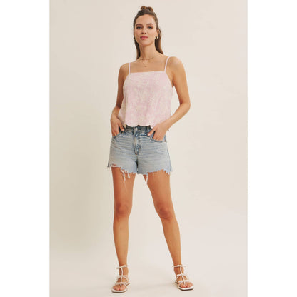 Blush Textured Scallop Hem Tank