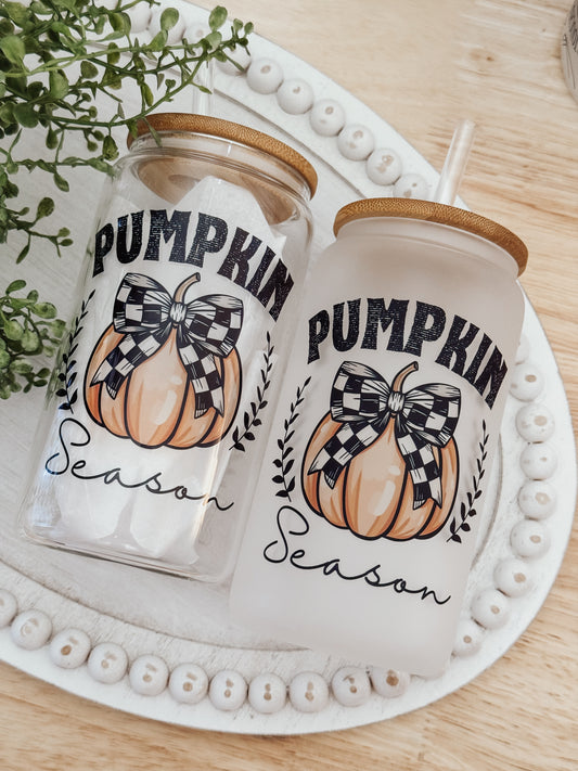 Pumpkin Season 16oz Glass Can Cup