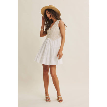 Boho Lace Bodice Mini Dress
