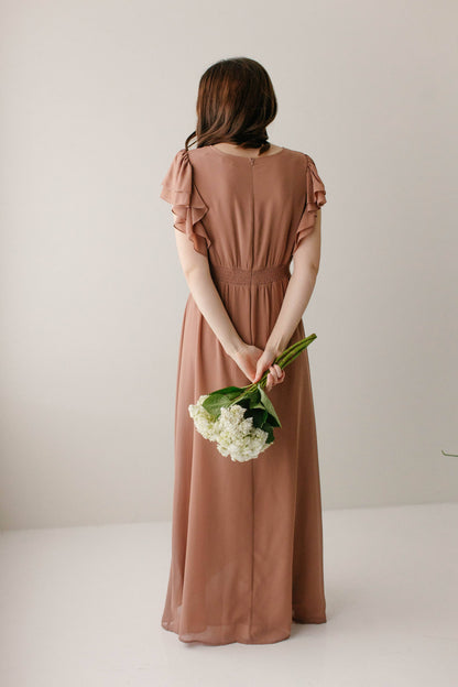 Valencia Flutter Sleeve Chiffon Maxi Dress