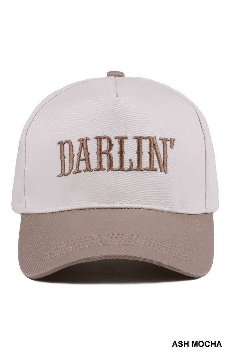 Darlin' Embroidered Two-tone Canvas Cotton Cap