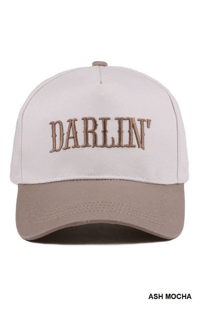 Darlin' Embroidered Two-tone Canvas Cotton Cap