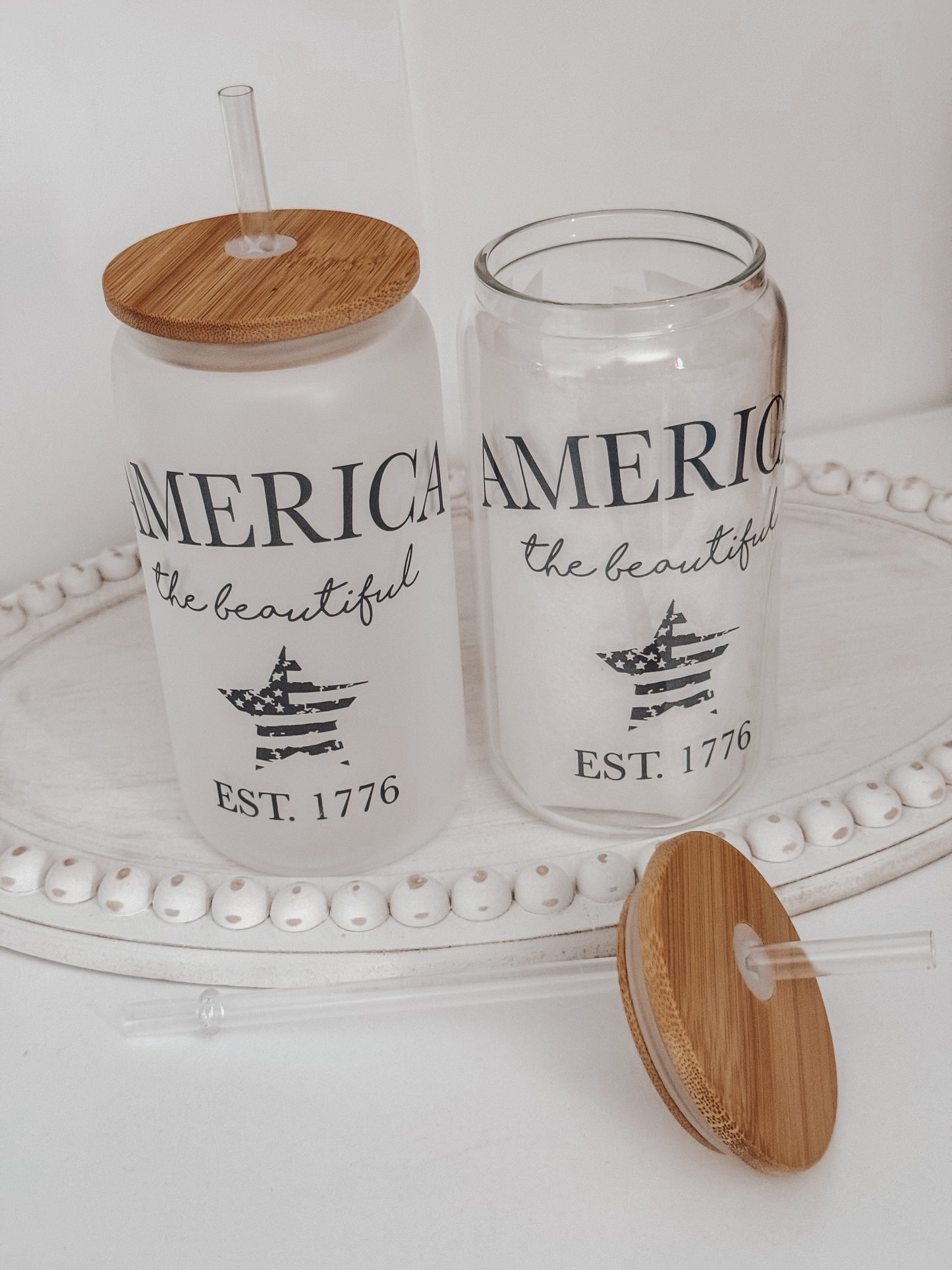 America The Beautiful 16oz Glass Can Cup