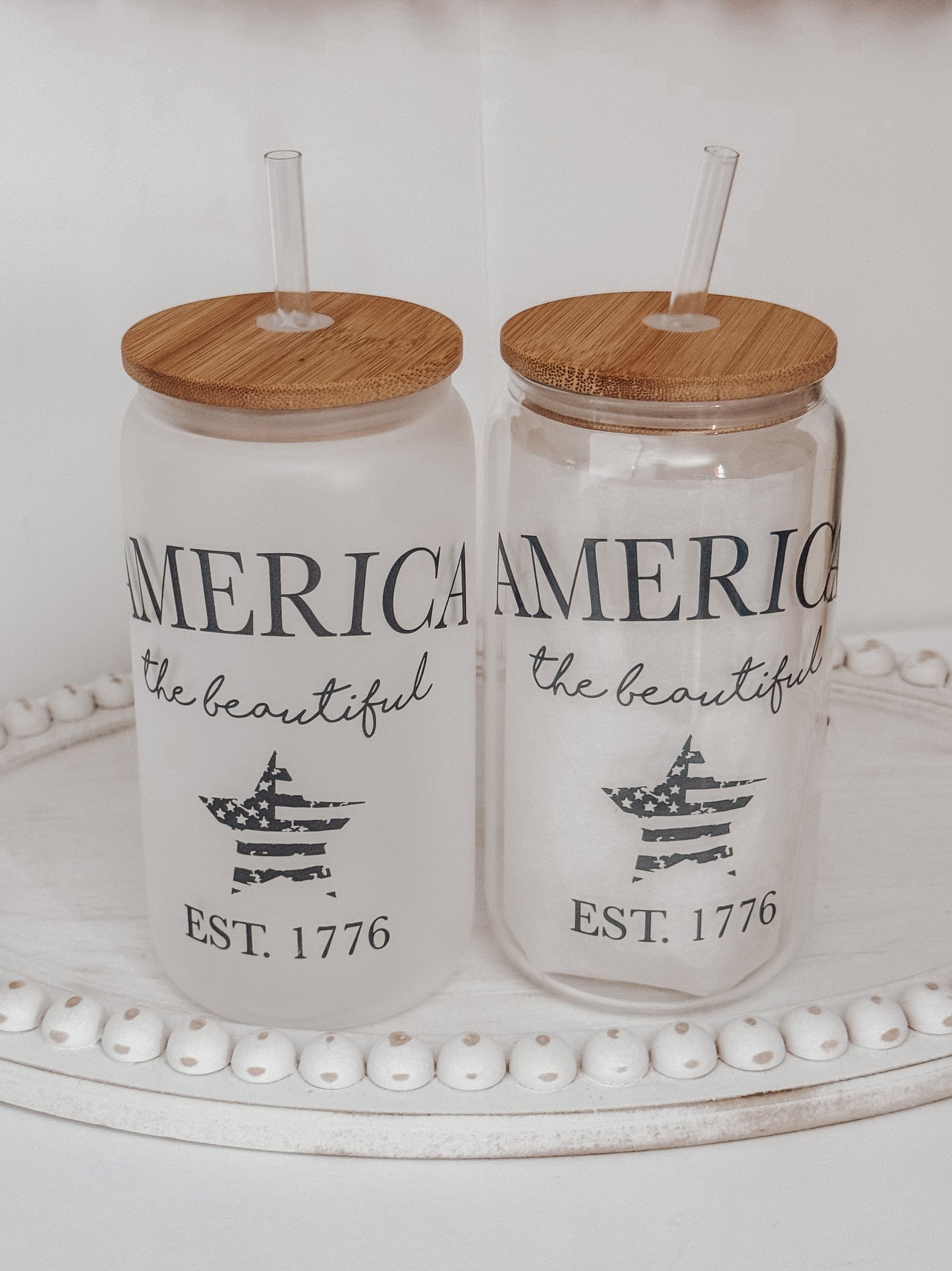 America The Beautiful 16oz Glass Can Cup