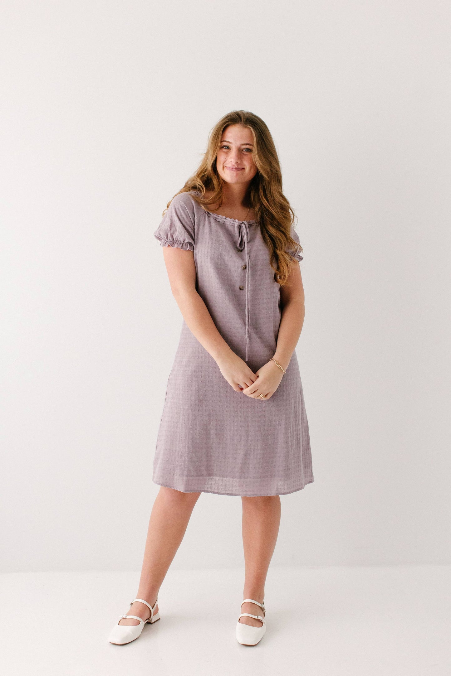 Jenna Lace Trim Peasant Dress