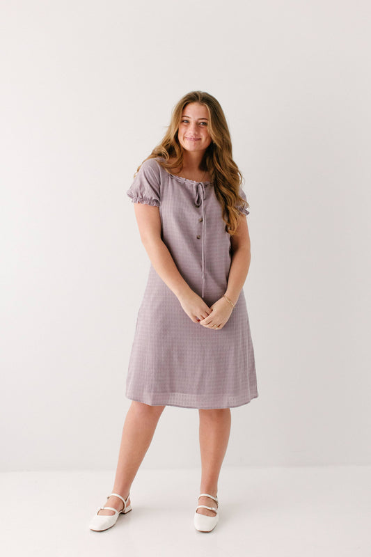 Jenna Lace Trim Peasant Dress