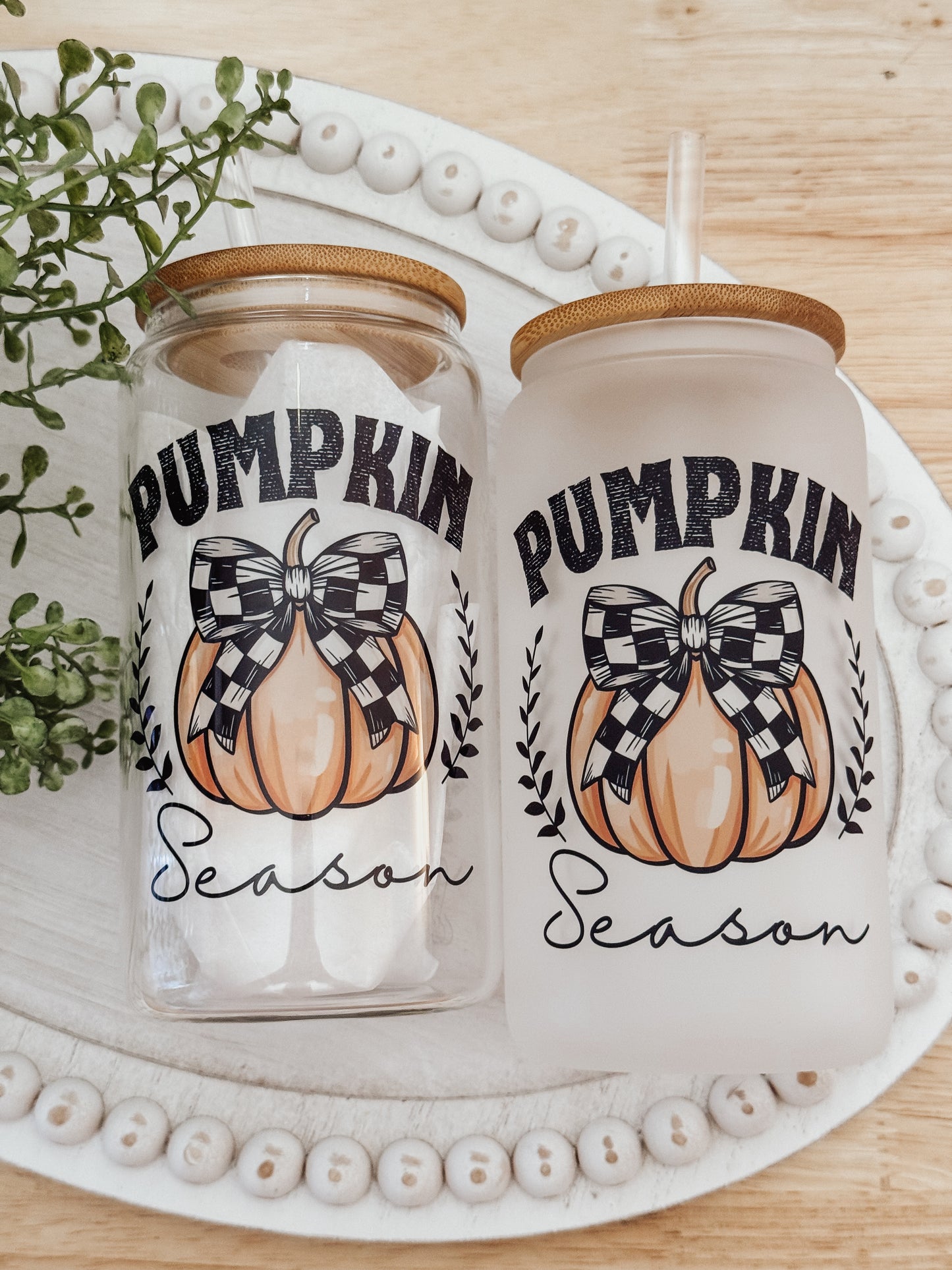 Pumpkin Season 16oz Glass Can Cup