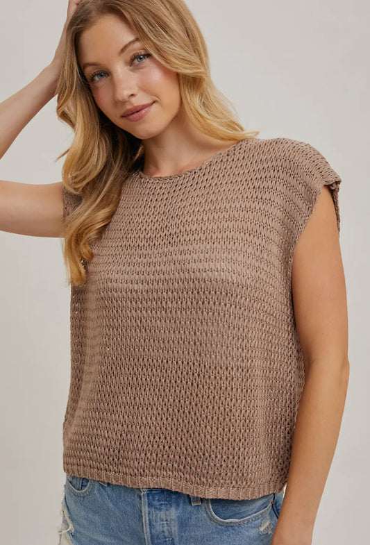 Sheer Open Knit Sweater T-Shirt Top
