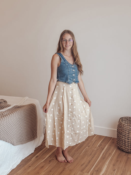Polka Dot Midi Skirt