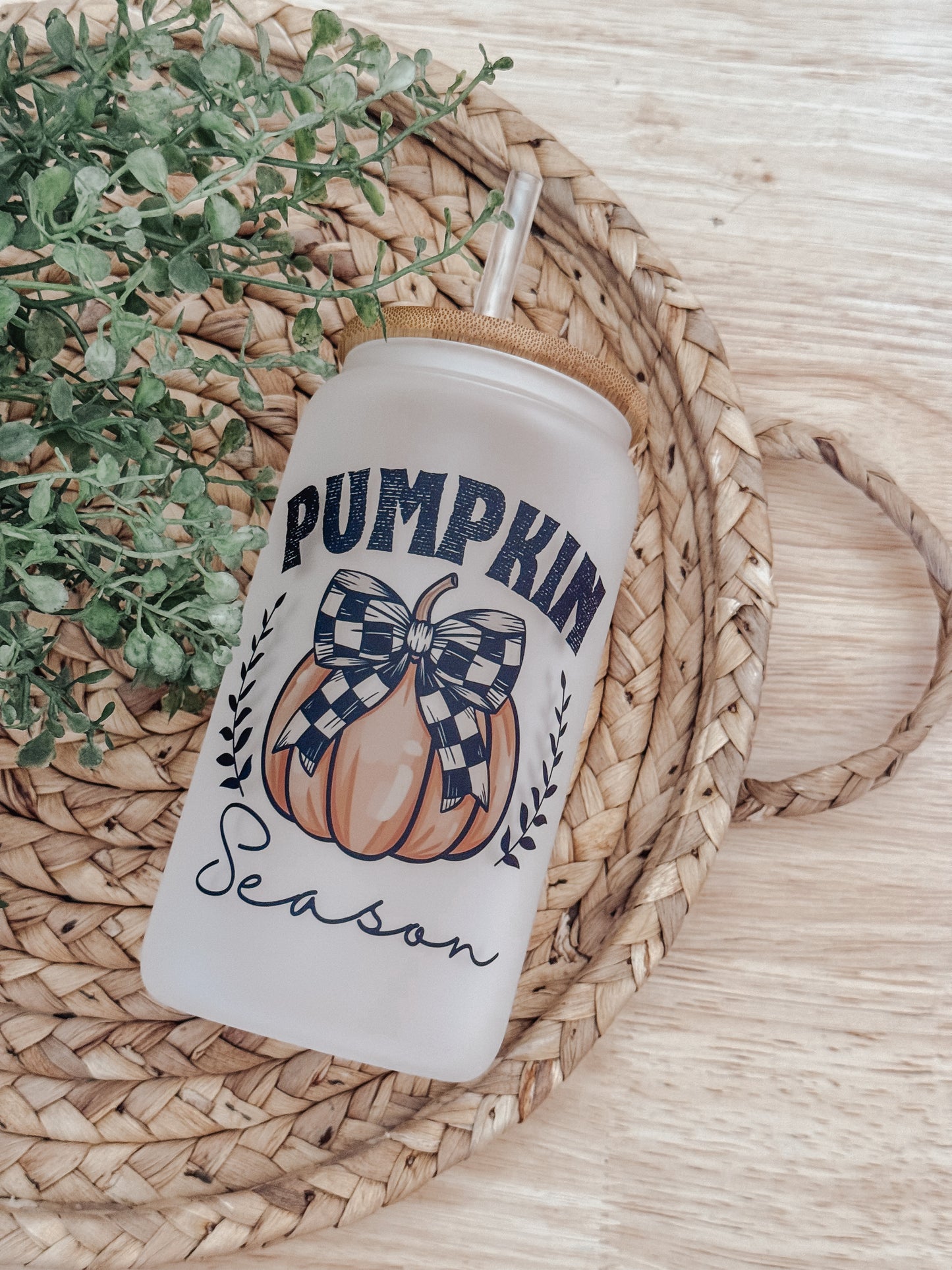 Pumpkin Season 16oz Glass Can Cup