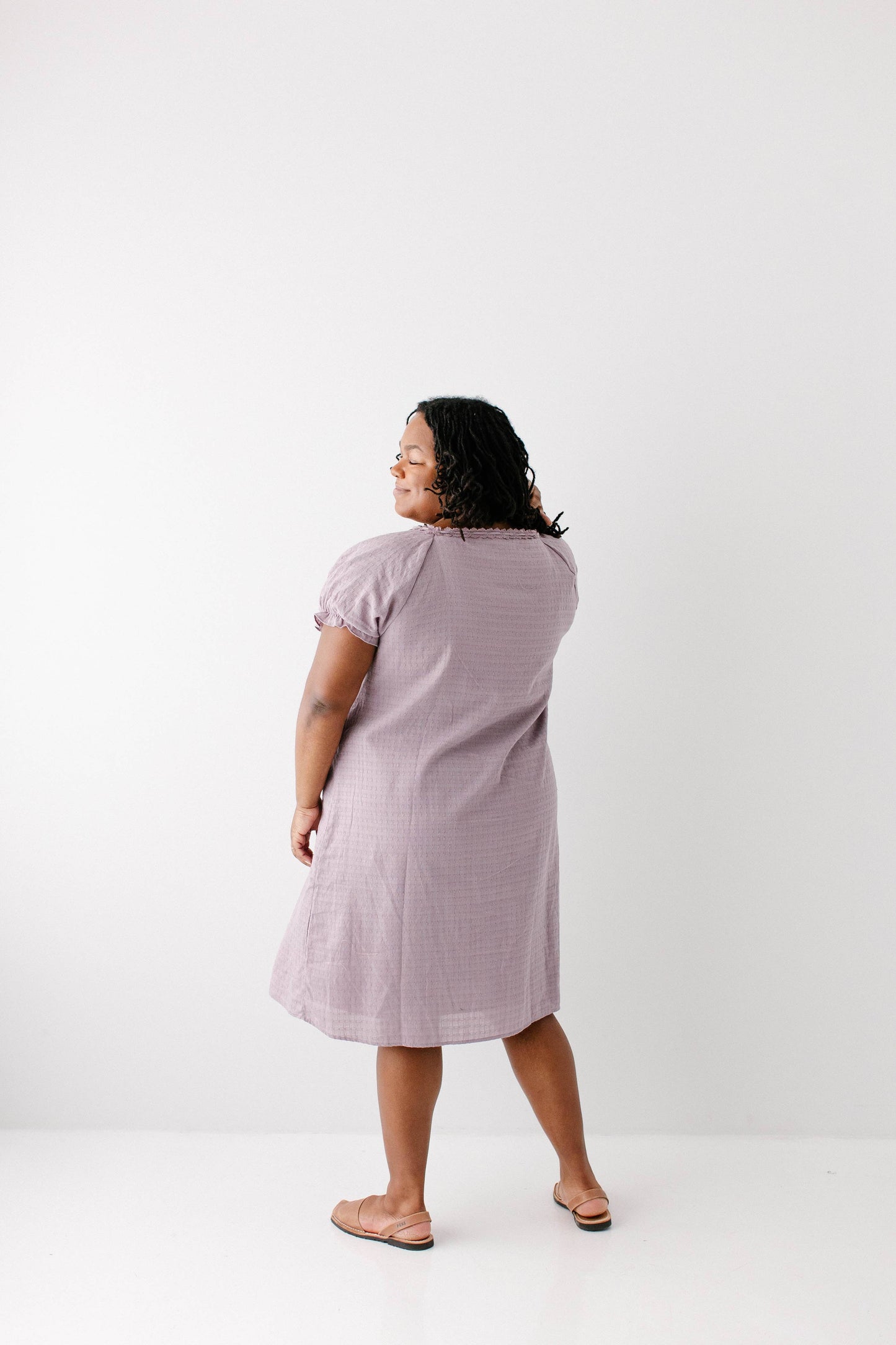 Jenna Lace Trim Peasant Dress