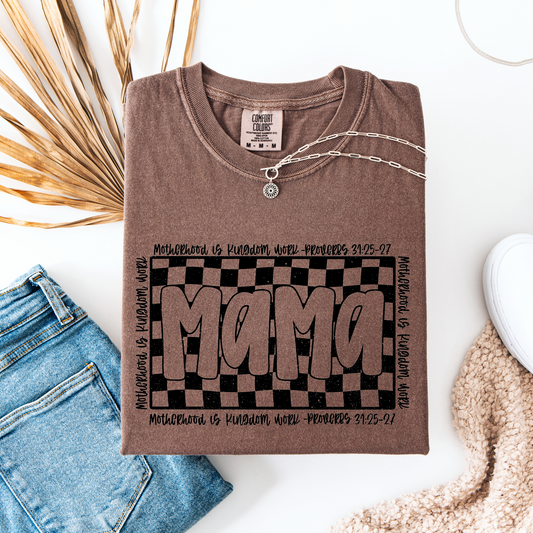 Checkered Mama Comfort Colors T-Shirt Espresso