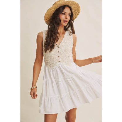 Boho Lace Bodice Mini Dress