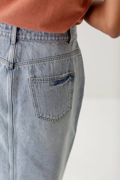 The Hadley Denim Midi Skirt