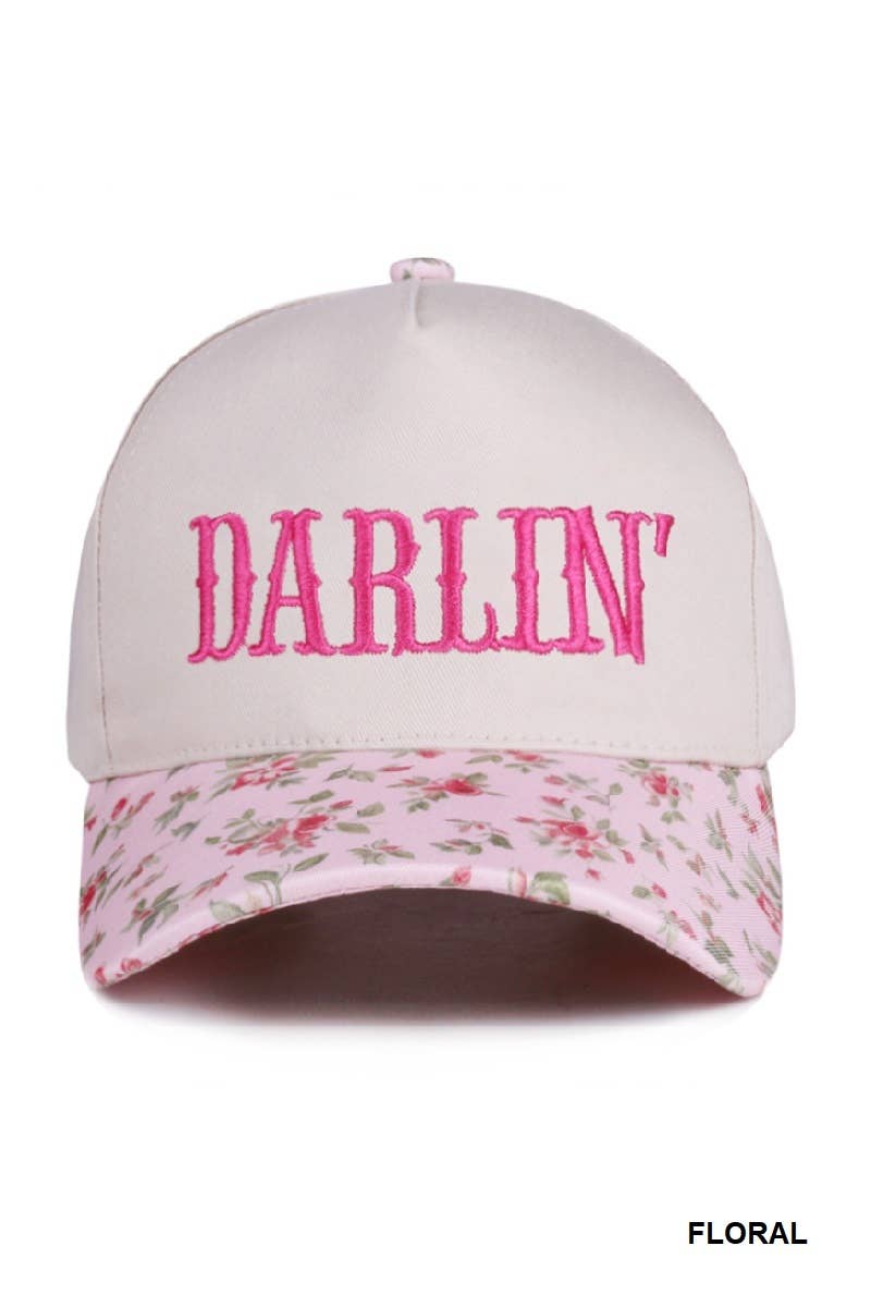 Darlin' Embroidered Two-tone Canvas Cotton Cap