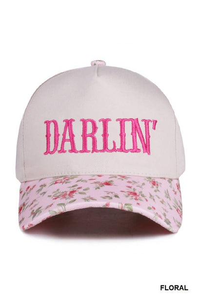 Darlin' Embroidered Two-tone Canvas Cotton Cap