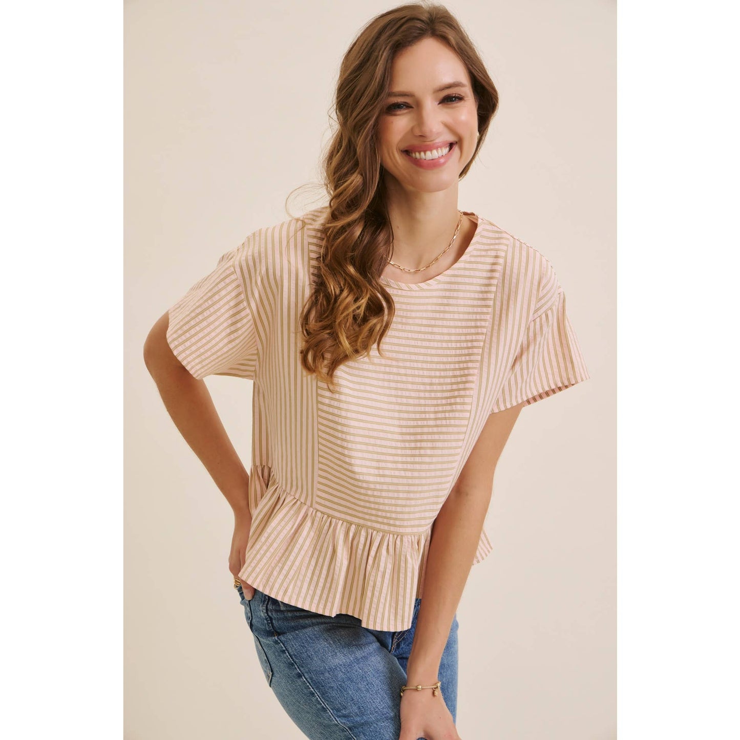 Sandy Stripe Peplum Top