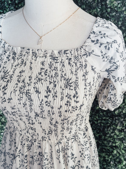 Maddie Midi Dress with Bubble Sleeve