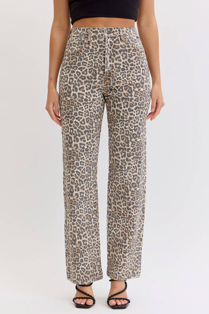 RESTOCKED Leopard Super High Rise Dad Jean
