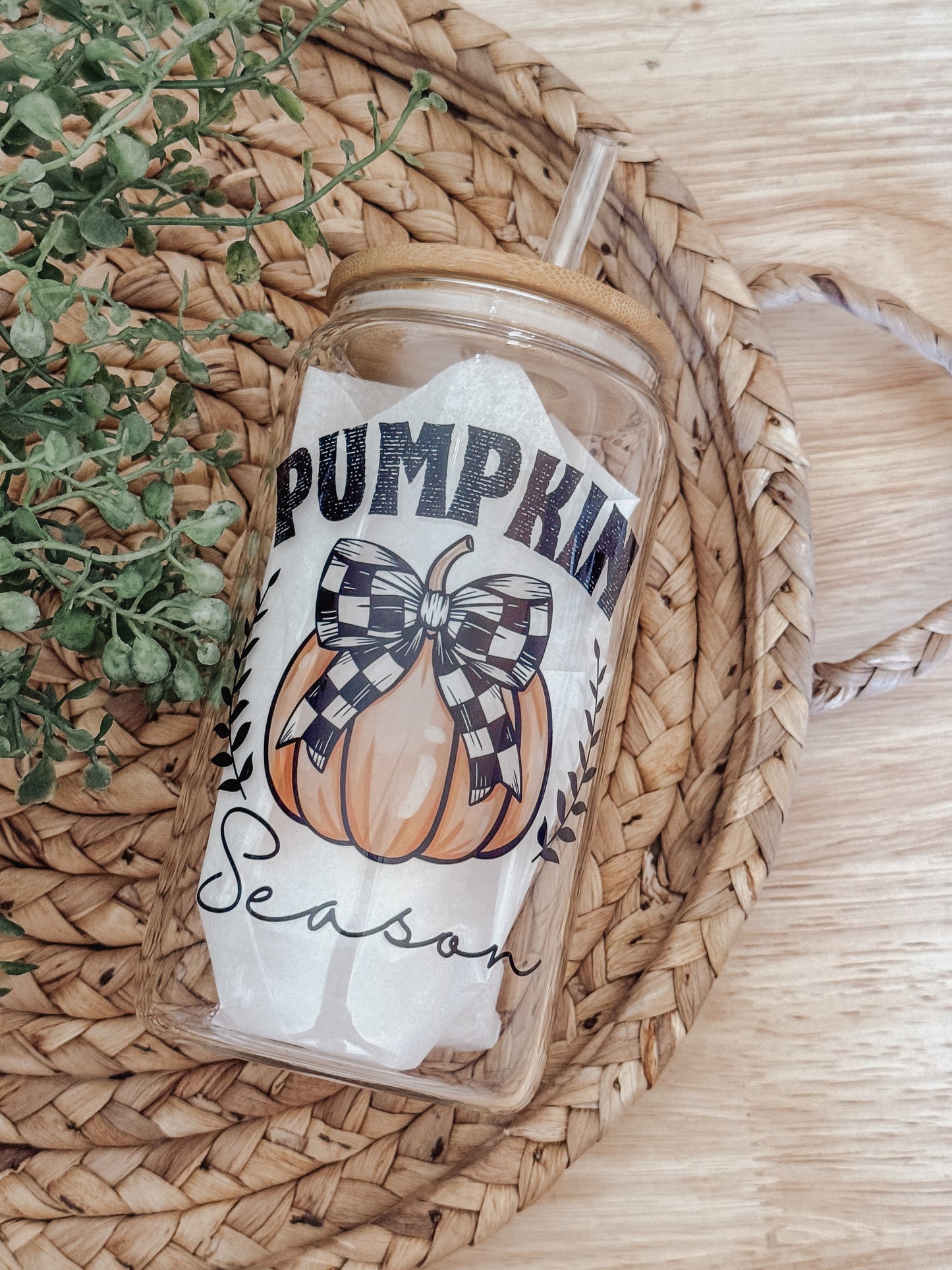 Pumpkin Season 16oz Glass Can Cup