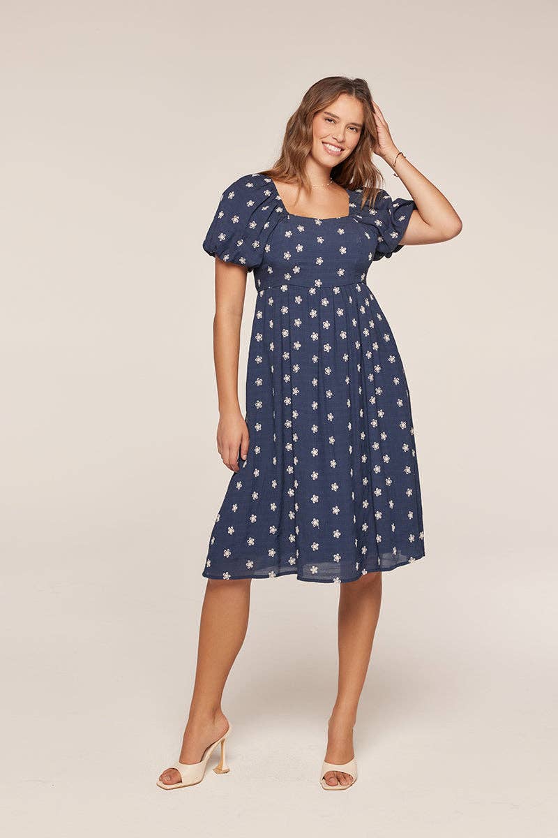 Embroidered Square Neck Dress