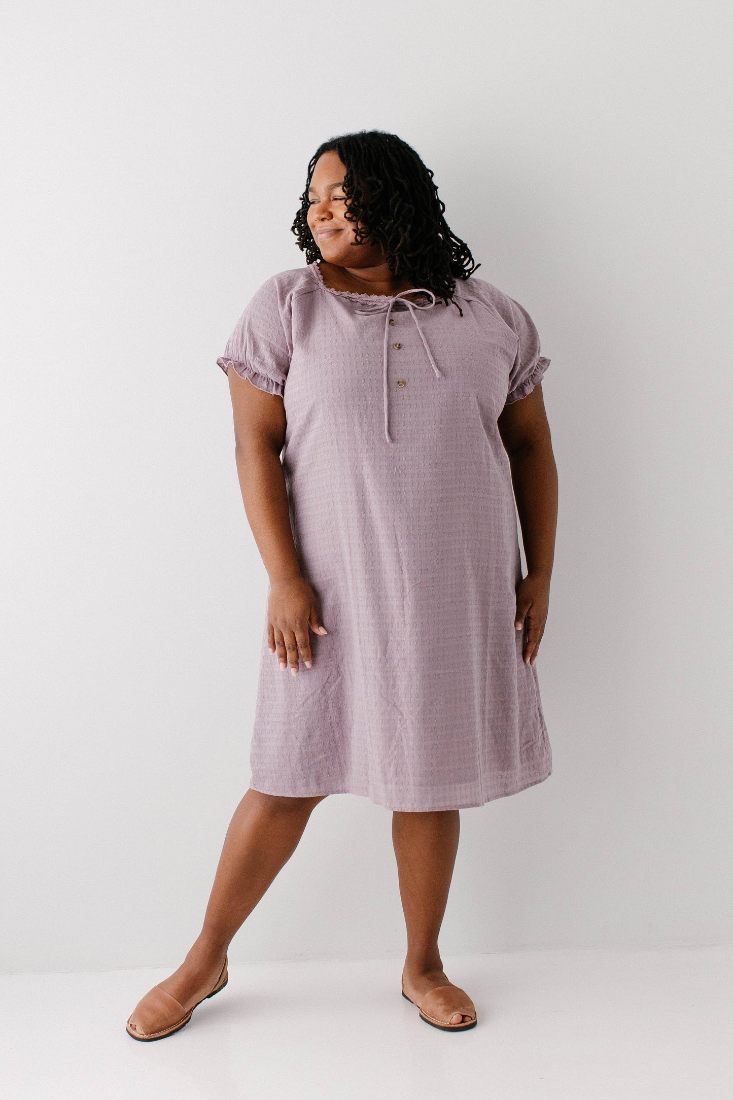 Jenna Lace Trim Peasant Dress