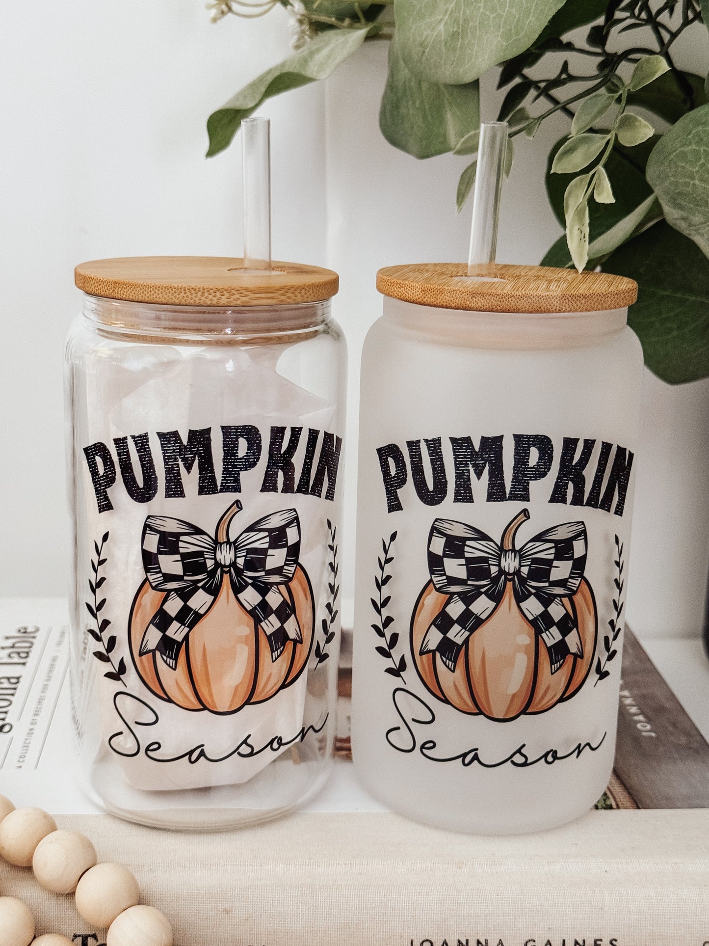 Pumpkin Season 16oz Glass Can Cup