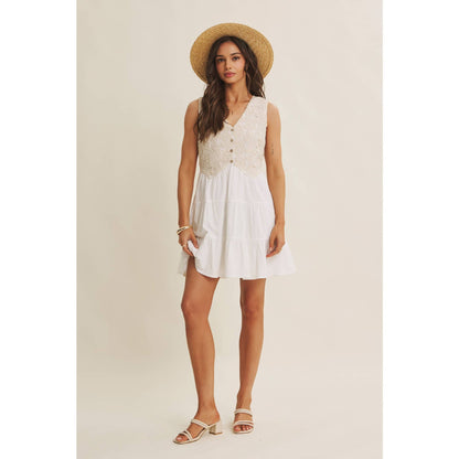 Boho Lace Bodice Mini Dress