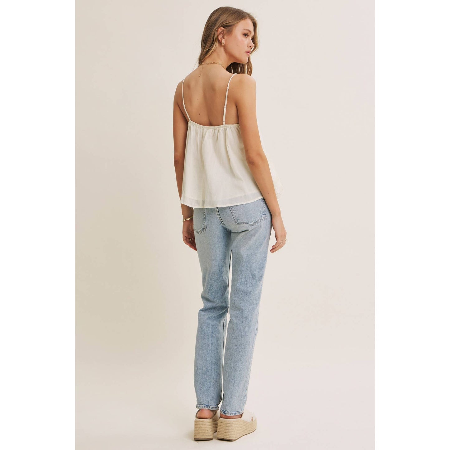 Lace Trim Ruffle Cami Tank