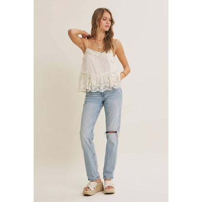 Lace Trim Ruffle Cami Tank