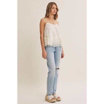 Lace Trim Ruffle Cami Tank