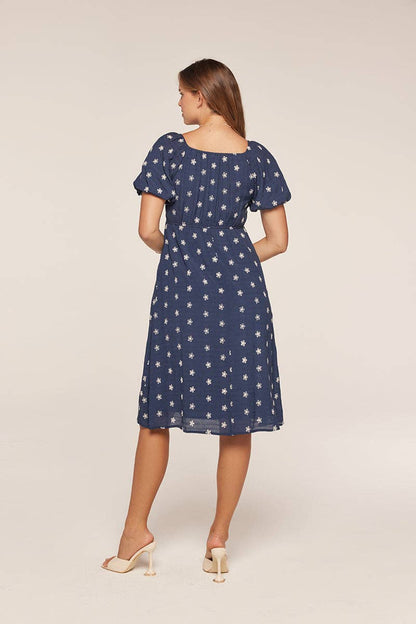 Embroidered Square Neck Dress