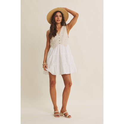 Boho Lace Bodice Mini Dress
