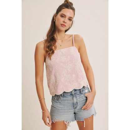 Blush Textured Scallop Hem Tank