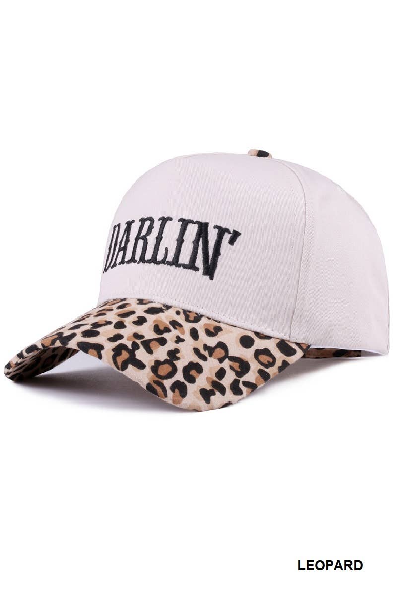 Darlin' Embroidered Two-tone Canvas Cotton Cap