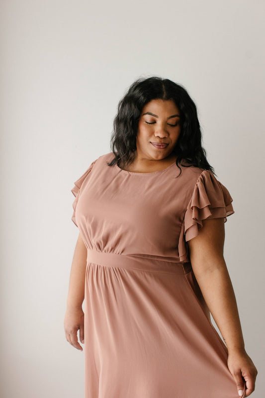 Valencia Flutter Sleeve Chiffon Maxi Dress