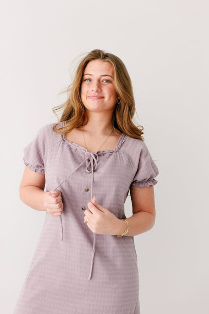 Jenna Lace Trim Peasant Dress