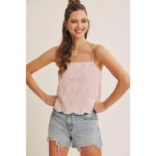 Blush Textured Scallop Hem Tank
