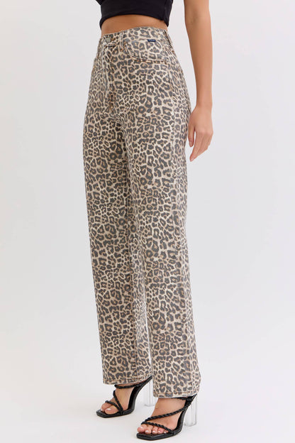 RESTOCKED Leopard Super High Rise Dad Jean