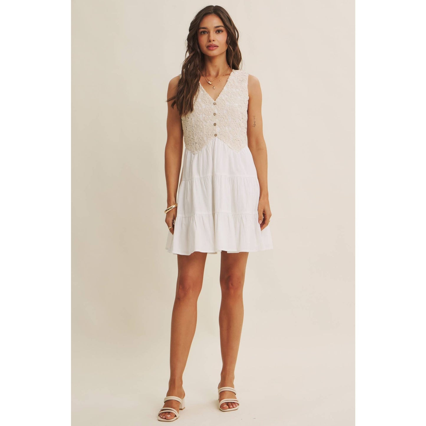 Boho Lace Bodice Mini Dress