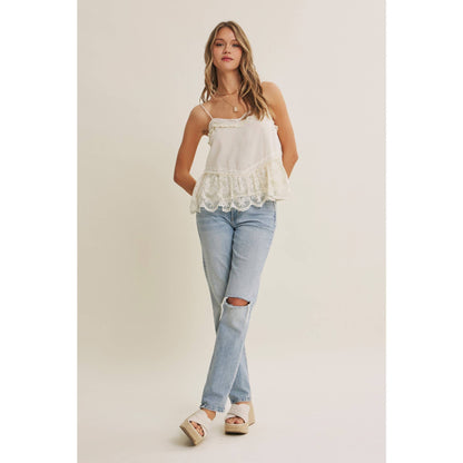 Lace Trim Ruffle Cami Tank