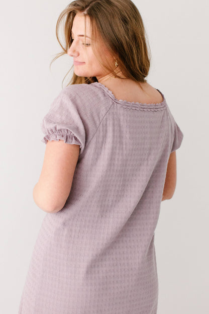 Jenna Lace Trim Peasant Dress