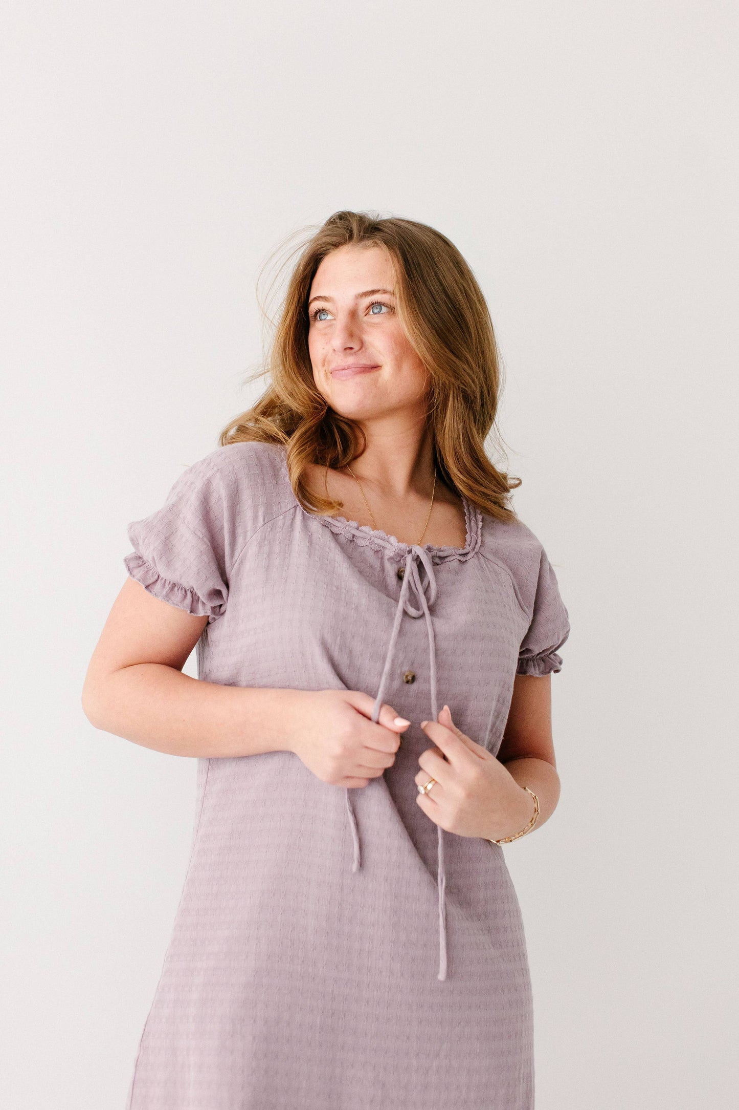 Jenna Lace Trim Peasant Dress