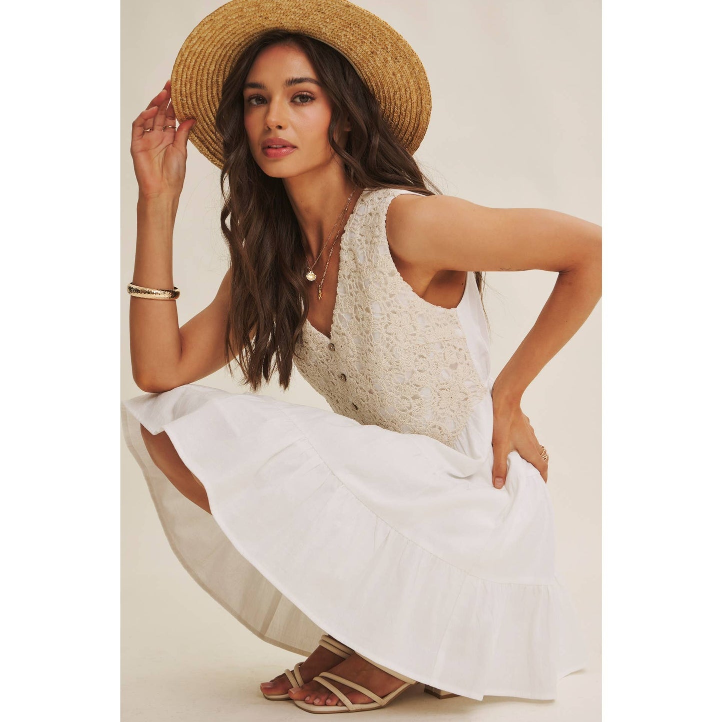 Boho Lace Bodice Mini Dress