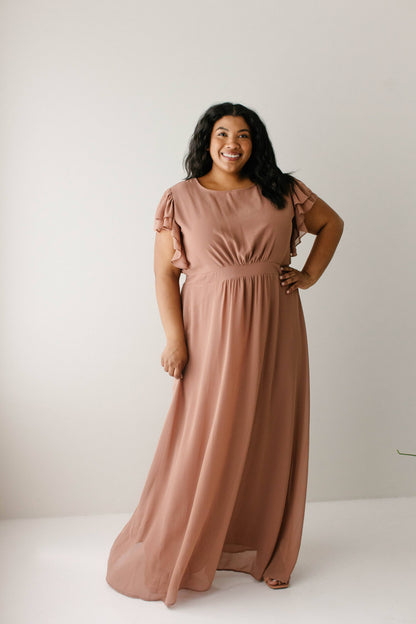 Valencia Flutter Sleeve Chiffon Maxi Dress